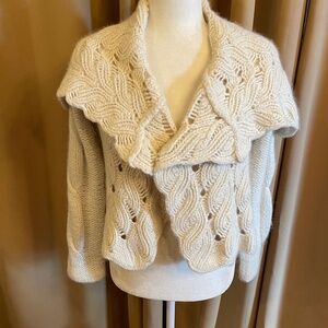 Anthropologie Sleeping On Snow Angora Blend Cropped Cardigan Sweater Size Small